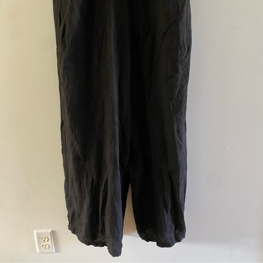 MILIO MILANO Italian Linen Tie Back Jumpsuit Romper Black Women’s Size Large - Picture 12 of 13